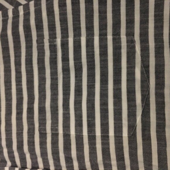 Black Brown 1826 Burton Grey and White Striped Button Down Casual Shirt - Picture 9 of 16